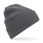 Grey knit beanie on a white background