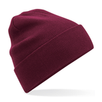 Maroon beanie hat on a white background