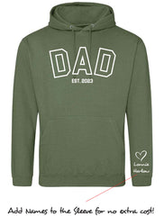 Father Day Hoodie - Dad Est… Personalised with kids names on sleeve