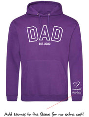 Father Day Hoodie - Dad Est… Personalised with kids names on sleeve