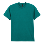 A solid teal green short-sleeve crewneck t-shirt displayed flat against a plain white background.