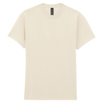 A plain short-sleeve crewneck t-shirt in a light cream or off-white color, shown flat against a solid white background.