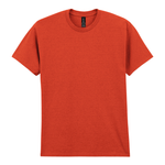 A classic short-sleeve crewneck t-shirt in a heathered burnt orange color, presented flat against a solid white background.