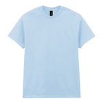 A light blue short-sleeve crewneck t-shirt displayed flat against a solid white background.