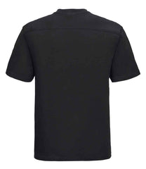 010M Black Back - short-sleeve t-shirt featuring a twin-needle coverseamed ribbed neck trim, self-fabric taped neck, double layer yoke and shoulder panels for durability, twin-needle armholes, and twin-needle sleeves and hem. Suitable for a 60°C domestic wash