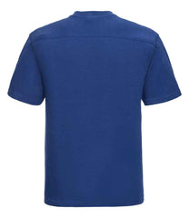 010M Bright Royal Back - short-sleeve t-shirt featuring a twin-needle coverseamed ribbed neck trim, self-fabric taped neck, double layer yoke and shoulder panels for durability, twin-needle armholes, and twin-needle sleeves and hem. Suitable for a 60°C domestic wash