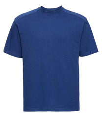 010M Bright Royal Front - short-sleeve t-shirt featuring a twin-needle coverseamed ribbed neck trim, self-fabric taped neck, double layer yoke and shoulder panels for durability, twin-needle armholes, and twin-needle sleeves and hem. Suitable for a 60°C domestic wash
