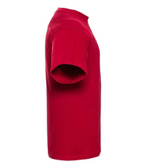 010M Classic Red Left - short-sleeve t-shirt featuring a twin-needle coverseamed ribbed neck trim, self-fabric taped neck, double layer yoke and shoulder panels for durability, twin-needle armholes, and twin-needle sleeves and hem. Suitable for a 60°C domestic wash