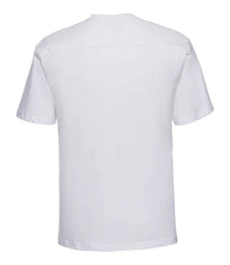 010M White Back - short-sleeve t-shirt featuring a twin-needle coverseamed ribbed neck trim, self-fabric taped neck, double layer yoke and shoulder panels for durability, twin-needle armholes, and twin-needle sleeves and hem. Suitable for a 60°C domestic wash