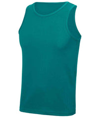 JC007 Jade Front sleeveless tank top with a crew neck, made from Neoteric textured fabric with inherent wickability, UPF 30+ UV protection, self-fabric bound neckline and armholes, twin-needle curved drop hem, and a tear-out label.