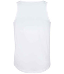 JC007 Arctic White Back sleeveless tank top with a crew neck, made from Neoteric textured fabric with inherent wickability, UPF 30+ UV protection, self-fabric bound neckline and armholes, twin-needle curved drop hem, and a tear-out label.