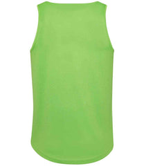 JC007 Lime Green Back sleeveless tank top with a crew neck, made from Neoteric textured fabric with inherent wickability, UPF 30+ UV protection, self-fabric bound neckline and armholes, twin-needle curved drop hem, and a tear-out label.