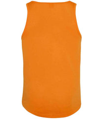 JC007 Orange Crush Back sleeveless tank top with a crew neck, made from Neoteric textured fabric with inherent wickability, UPF 30+ UV protection, self-fabric bound neckline and armholes, twin-needle curved drop hem, and a tear-out label.