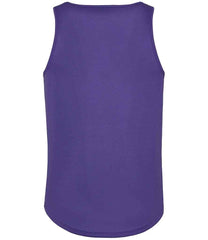JC007 Purple sleeveless tank top with a crew neck, made from Neoteric textured fabric with inherent wickability, UPF 30+ UV protection, self-fabric bound neckline and armholes, twin-needle curved drop hem, and a tear-out label