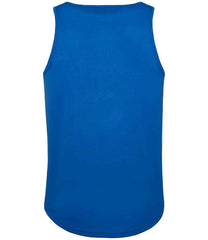 JC007 Royal Blue sleeveless tank top with a crew neck, made from Neoteric textured fabric with inherent wickability, UPF 30+ UV protection, self-fabric bound neckline and armholes, twin-needle curved drop hem, and a tear-out label
