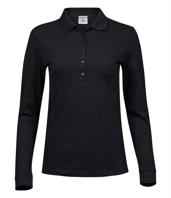 T146 - Ladies Luxury Stretch Long Sleeve Polo Shirt