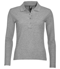 11317 - Ladies Podium Long Sleeve Cotton Pique Polo Shirt