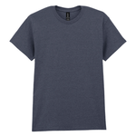 A classic short-sleeve crewneck t-shirt in a heathered navy blue color, shown flat against a solid white background.