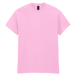 A light pink short-sleeve crewneck t-shirt displayed flat against a solid white background.