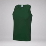 A dark green sleeveless tank top displayed on a light gray background.