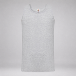 A light gray heathered tank top displayed on a neutral gray background.