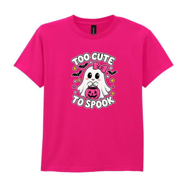 Too Cute To Spook – Kids (extra cute pink) Halloween T-Shirt