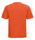 010M Orange Back - short-sleeve t-shirt featuring a twin-needle coverseamed ribbed neck trim, self-fabric taped neck, double layer yoke and shoulder panels for durability, twin-needle armholes, and twin-needle sleeves and hem. Suitable for a 60°C domestic wash