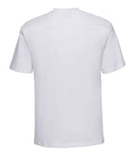 010M White Back - short-sleeve t-shirt featuring a twin-needle coverseamed ribbed neck trim, self-fabric taped neck, double layer yoke and shoulder panels for durability, twin-needle armholes, and twin-needle sleeves and hem. Suitable for a 60°C domestic wash