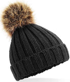 BB412A - Infant Faux Fur Pom Pom Chunky Beanie