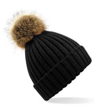 BB412 - Faux Fur Pop Pom Chunky Beanie