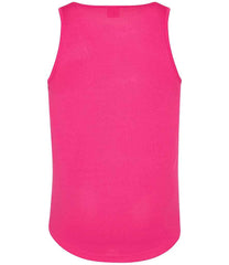 JC007 Hot Pink sleeveless tank top with a crew neck, made from Neoteric textured fabric with inherent wickability, UPF 30+ UV protection, self-fabric bound neckline and armholes, twin-needle curved drop hem, and a tear-out label