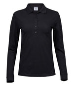 T146 - Ladies Luxury Stretch Long Sleeve Polo Shirt