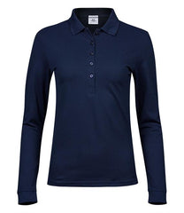 T146 - Ladies Luxury Stretch Long Sleeve Polo Shirt