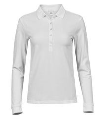 T146 - Ladies Luxury Stretch Long Sleeve Polo Shirt
